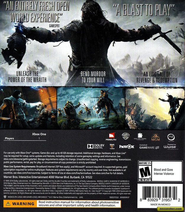 shadow of mordor xbox one